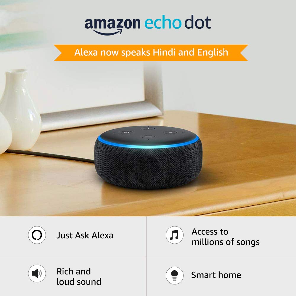 Echo Dot (3rd Gen) – New and improved smart speaker with Alexa (Black) -  AArav Mart