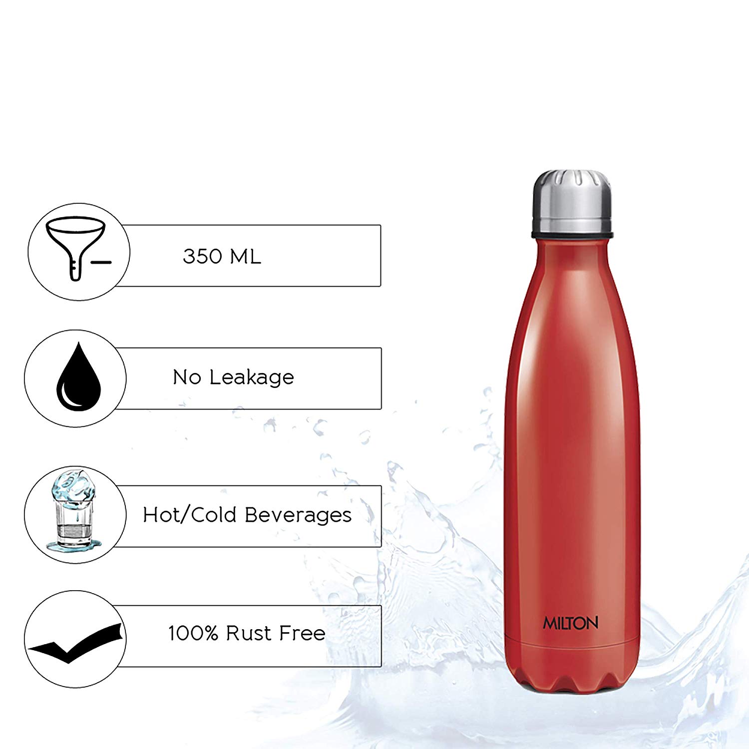 Milton Thermosteel Duo Deluxe, 350ml, Red - AArav Mart