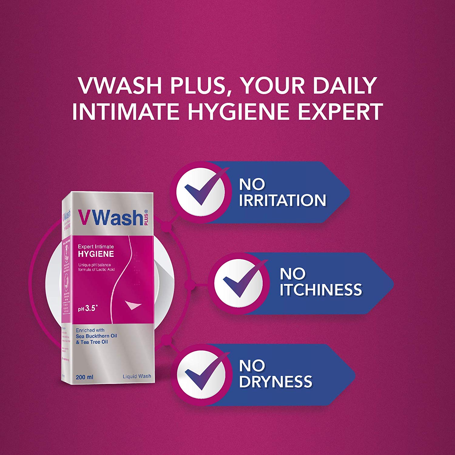 VWash Plus Intimate Hygiene Wash - 200 Ml - AArav Mart